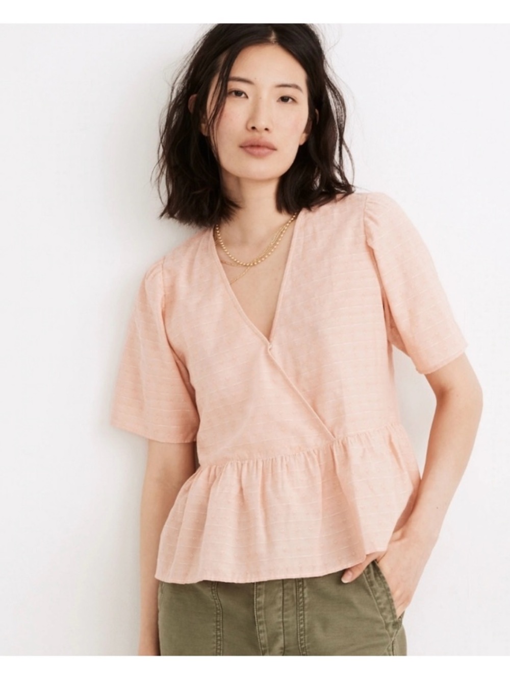 Madewell Peachy Pink V-Neck Blouse